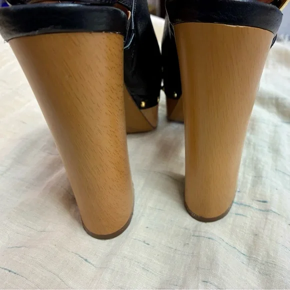 Report Black Leather Platform Slingback Clog Heels - Picture 5 of 11